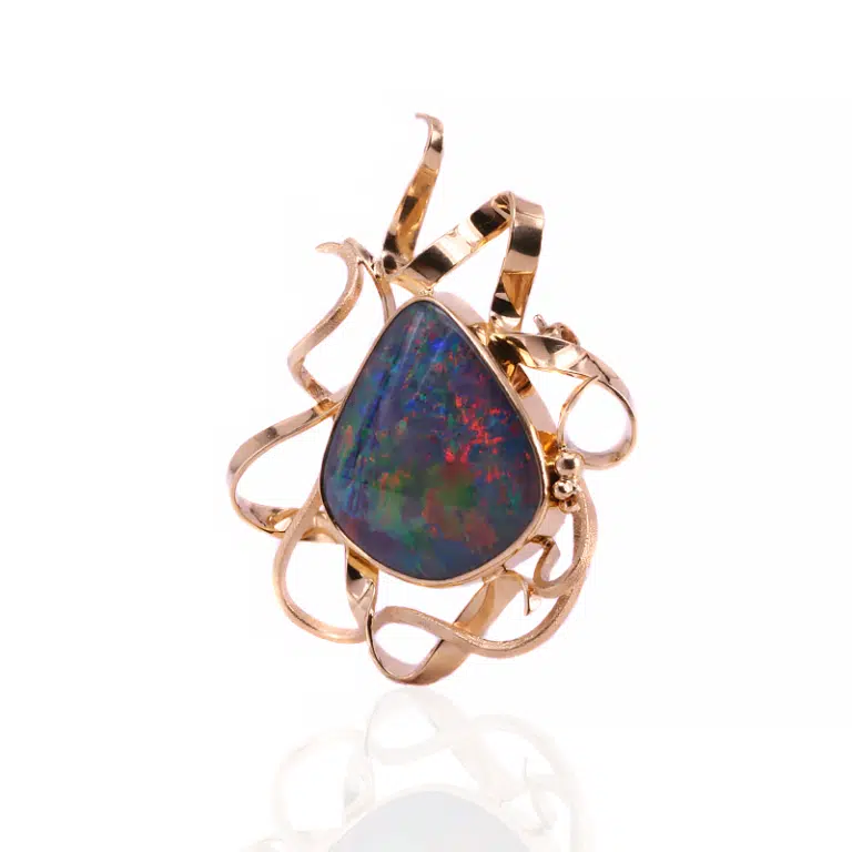 Magnificent vintage opal doublet brooch
