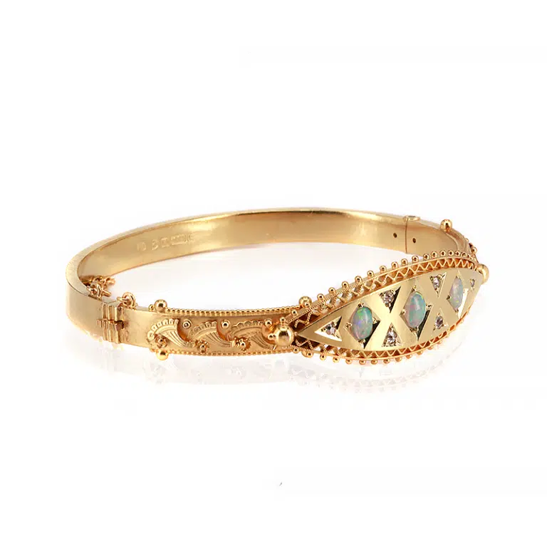 Antique opal and diamond bangle