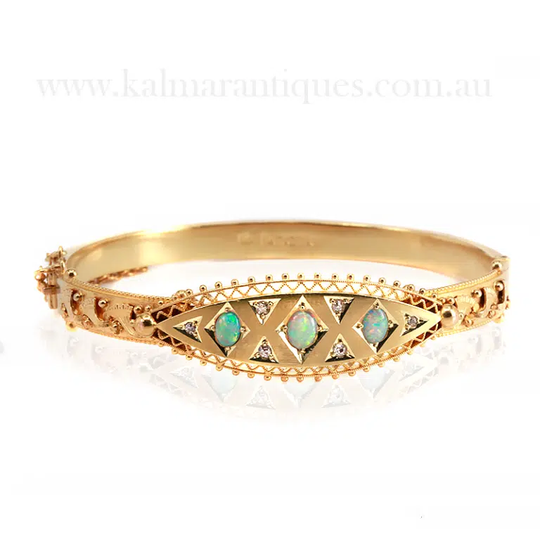 Antique opal and diamond bangle