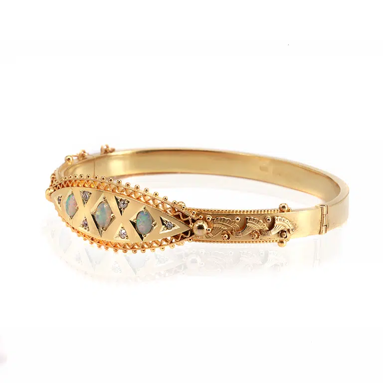 Antique opal and diamond bangle made in 1903