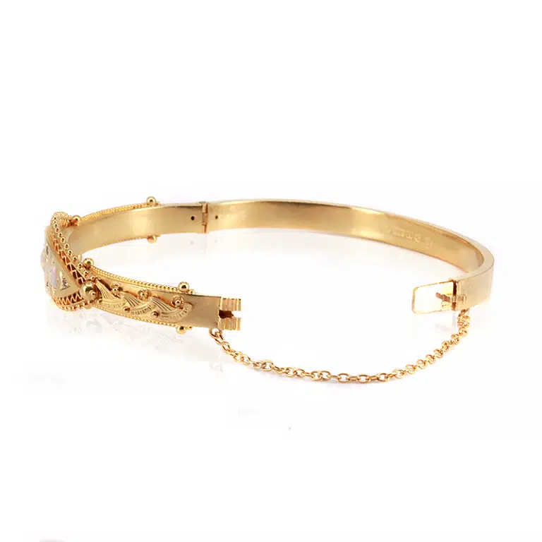 Antique opal and diamond bangle