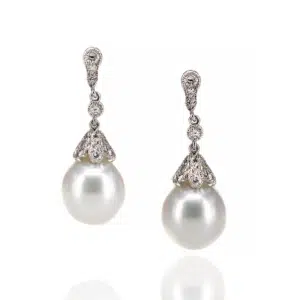 South Sea pearl and diamond earrings