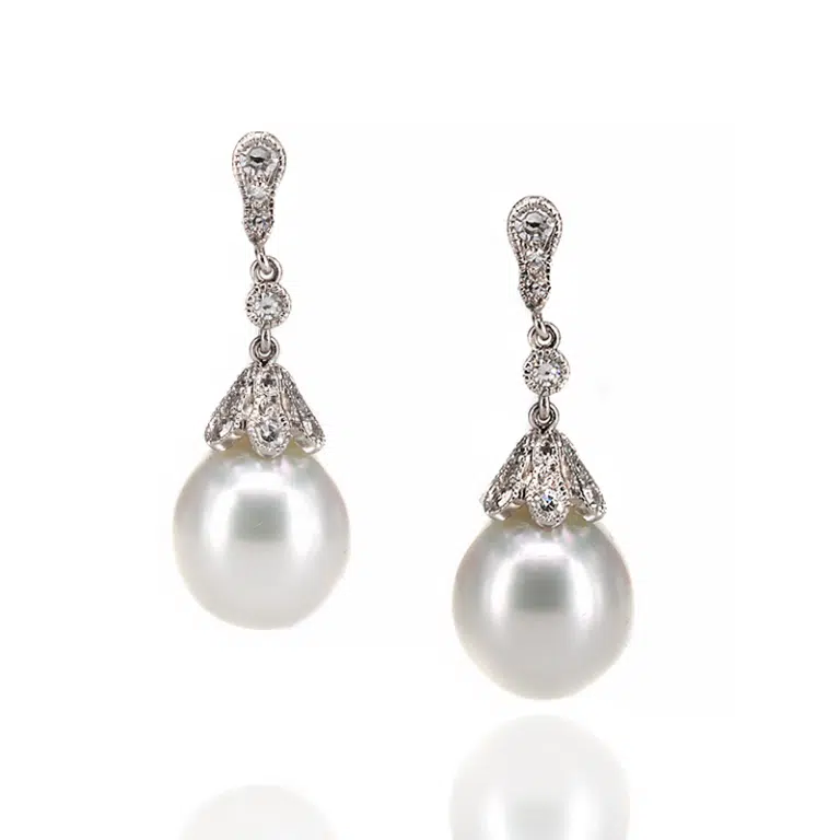 South Sea pearl and diamond earrings