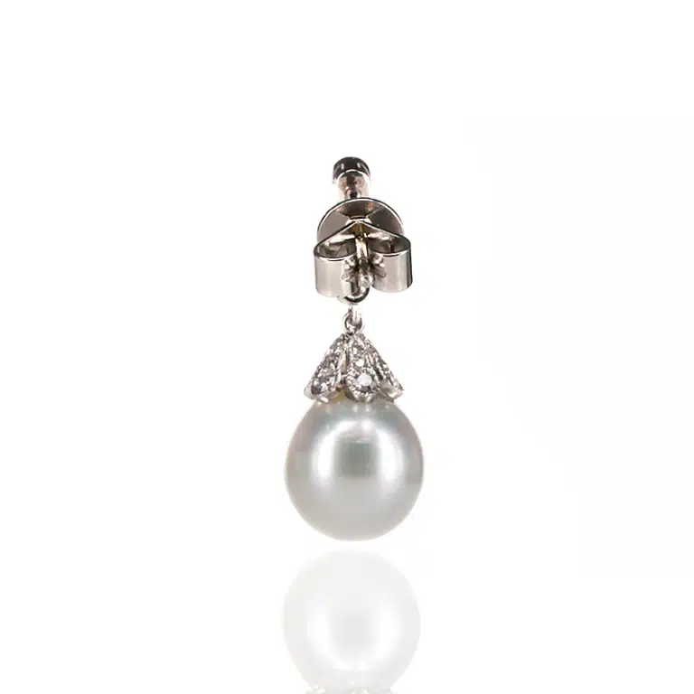 Platinum South Sea pearl and diamond earrings