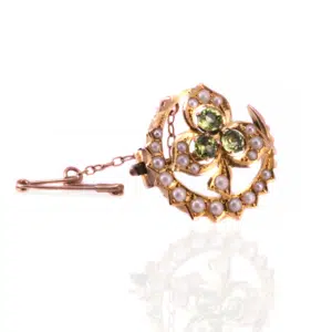 antique peridot and pearl brooch