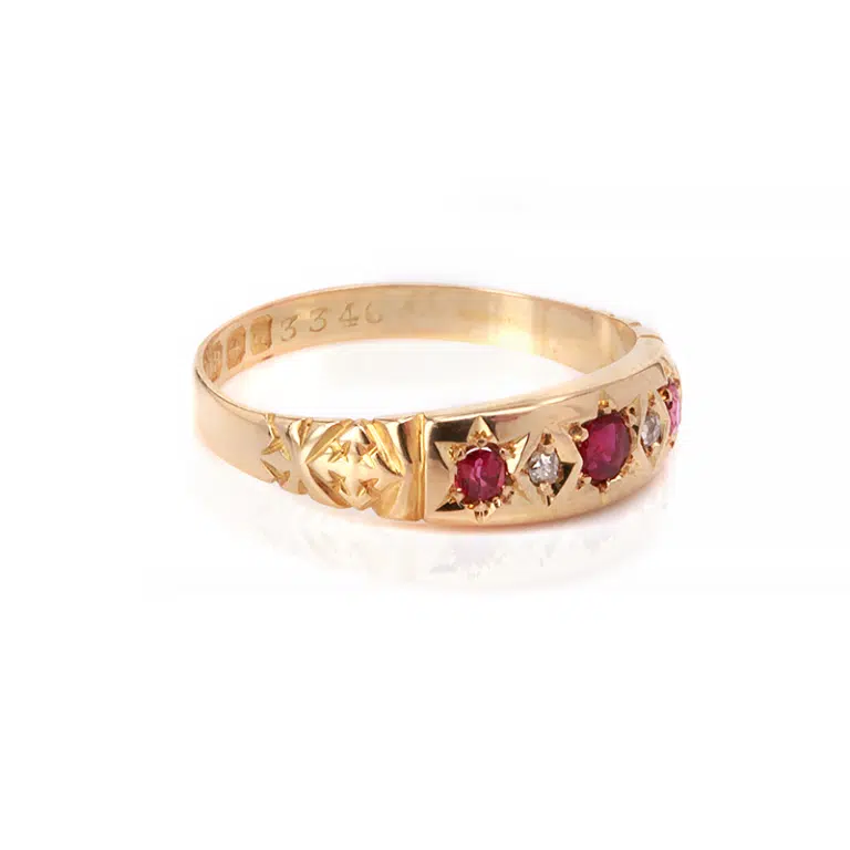 Antique ruby and diamond ring made in 1903