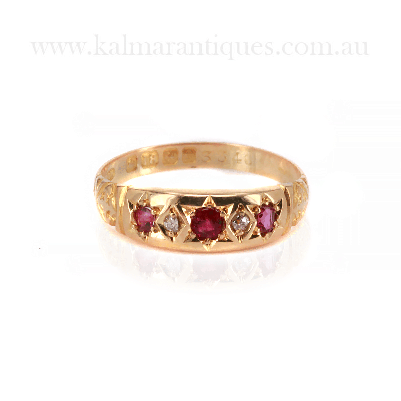Antique ruby and diamond ring made in 1903