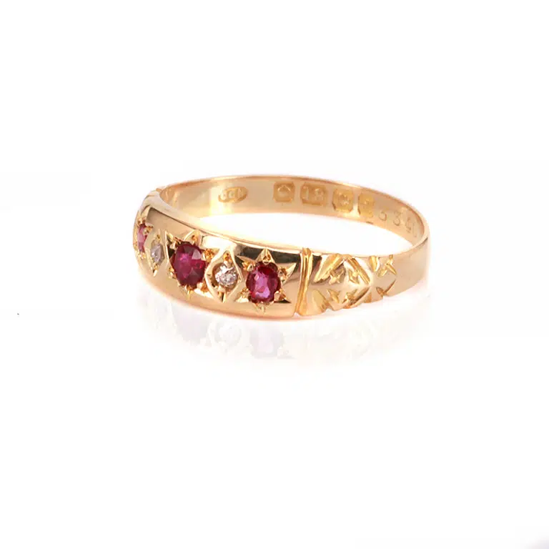 Antique ruby and diamond engagement ring