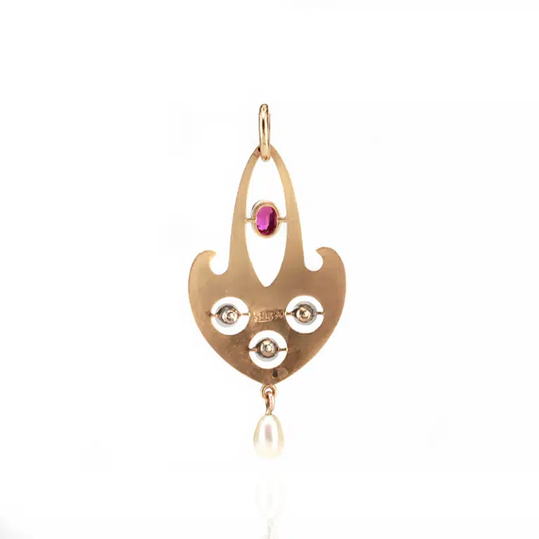 Antique ruby and pearl pendant