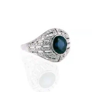 Art Deco sapphire and diamond engagement ring
