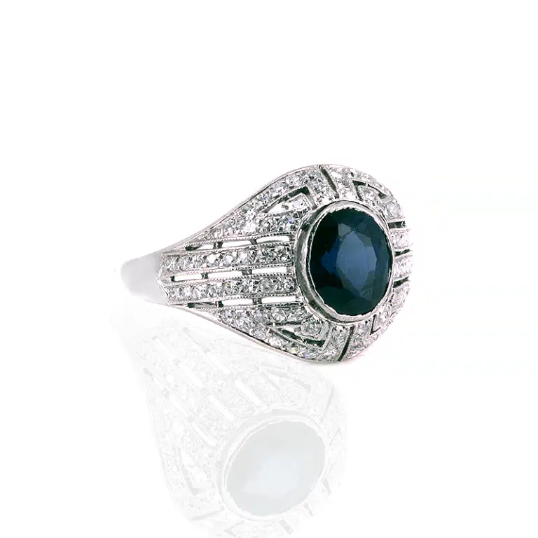 Art Deco sapphire and diamond engagement ring