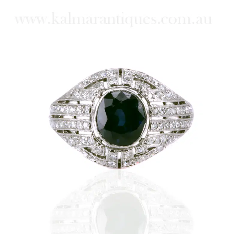 Art Deco sapphire and diamond ring