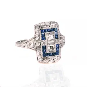 Art Deco sapphire and diamond engagement ring