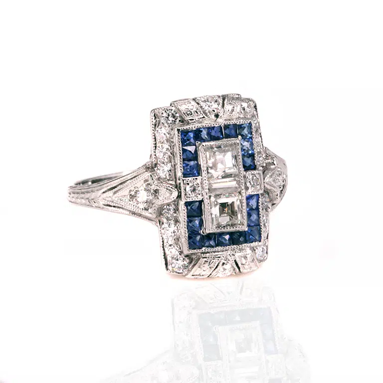 Art Deco sapphire and diamond engagement ring