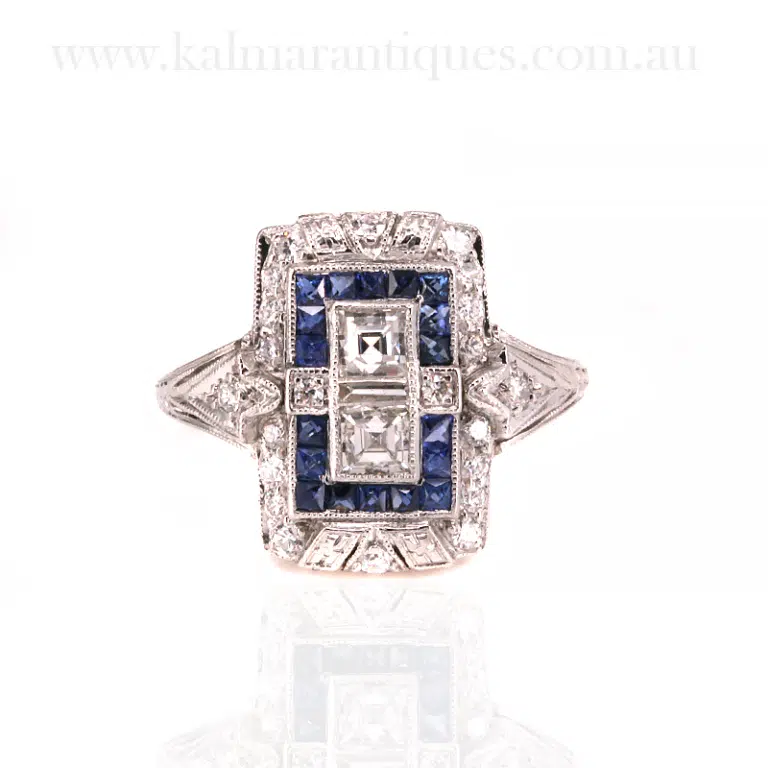 Art Deco sapphire and diamond ring