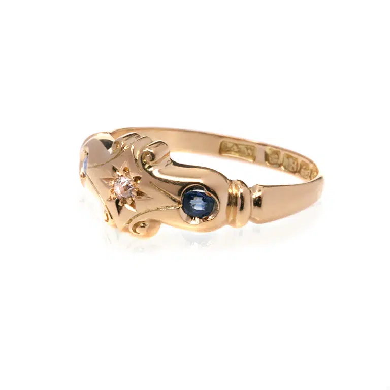 Antique sapphire and diamond engagement ring