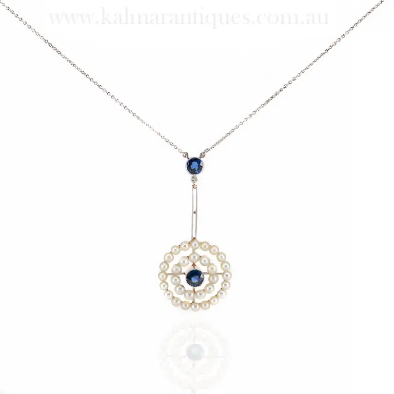 Antique sapphire and pearl necklace