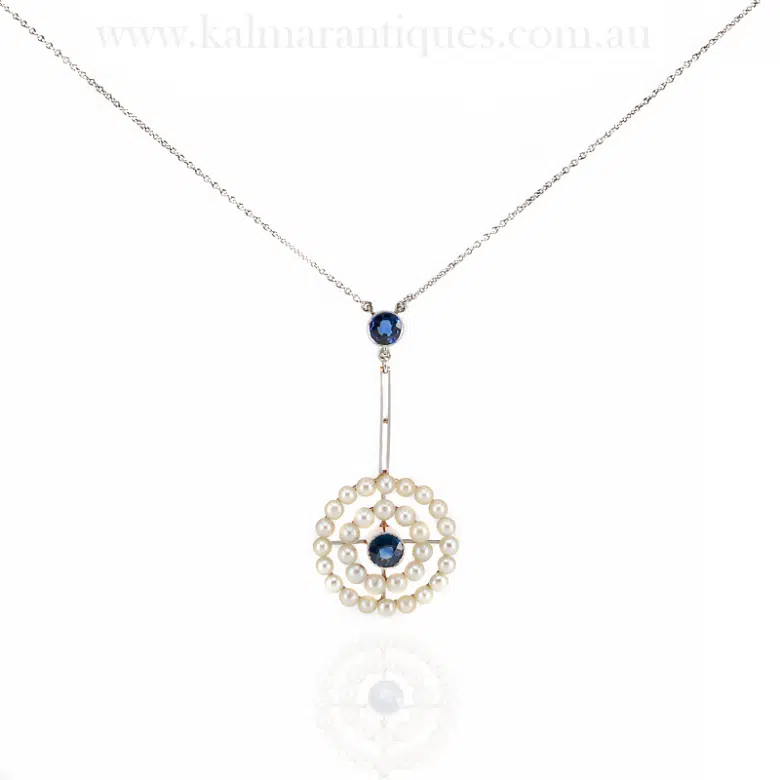 Antique sapphire and pearl necklace