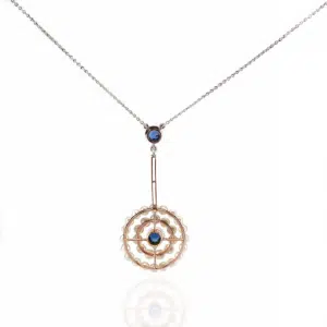 Antique sapphire and pearl necklace