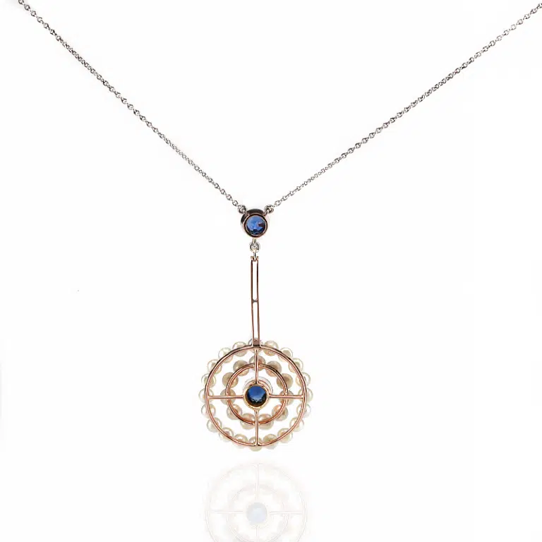 Antique sapphire and pearl necklace
