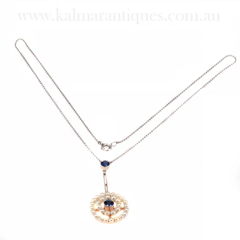 Antique sapphire and pearl necklace