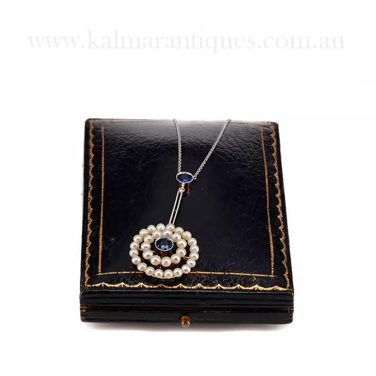 Antique sapphire and pearl necklace
